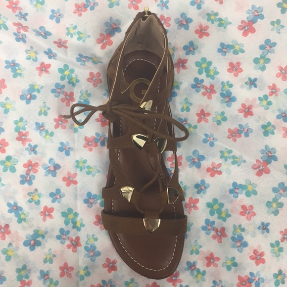 G by GUESS Brown Lace Up Lewy Gladiator Sandal - Picture 3 of 8
